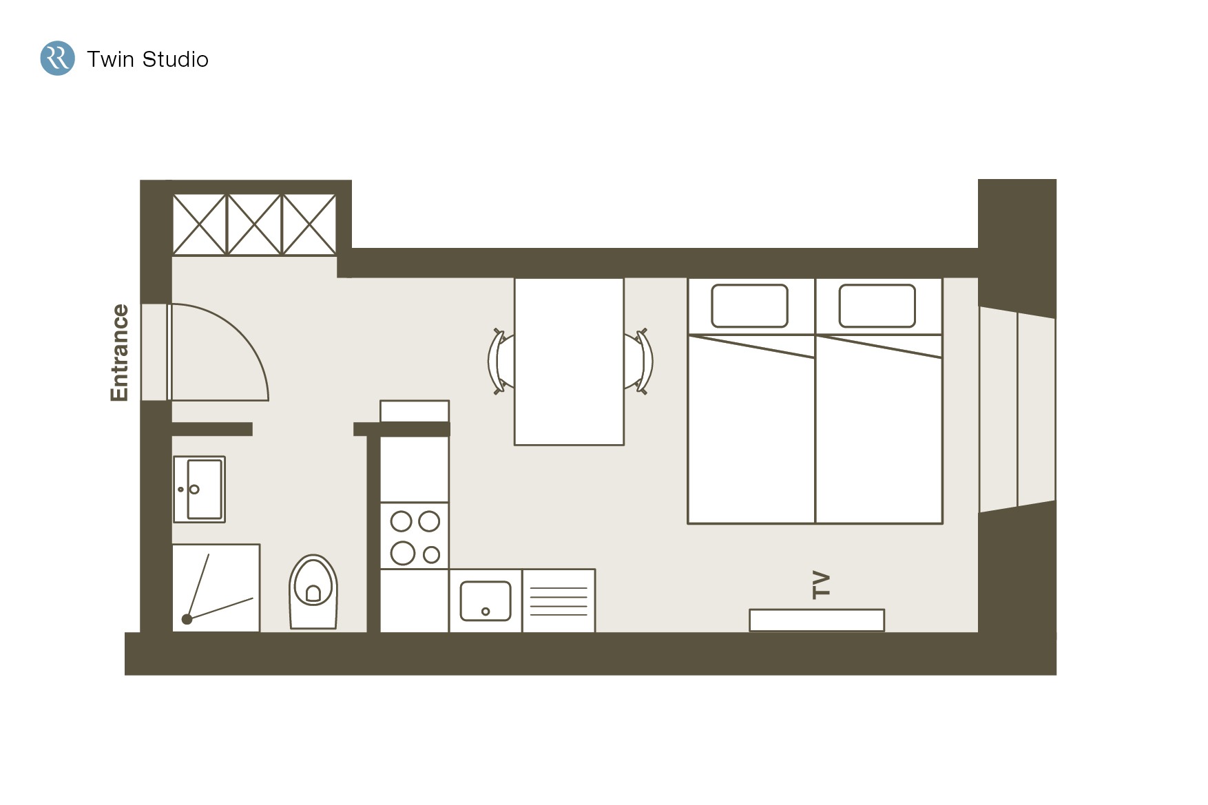 River Residence Twin Studio - Grundriss 22 m²
