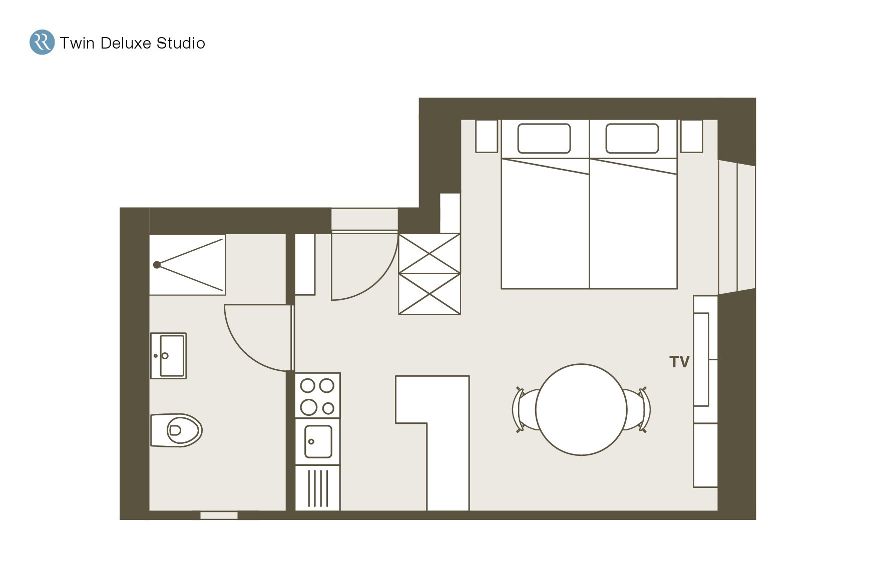 River Residence Twin Studio - Grundriss 25 m²